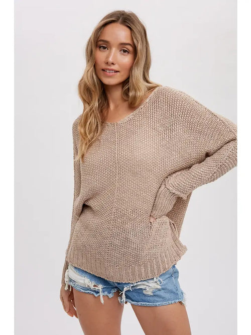 Reverse Seam Loose Fit Sweater - Taupe