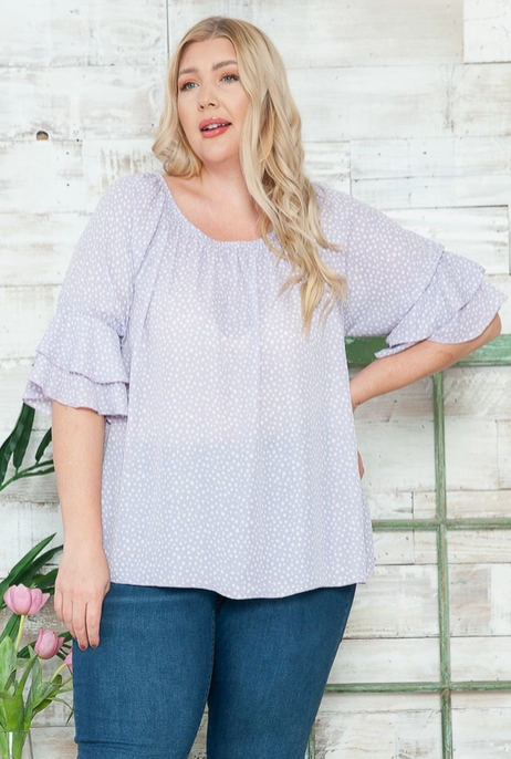 Plus Layered Ruffled Sleeve Blouse