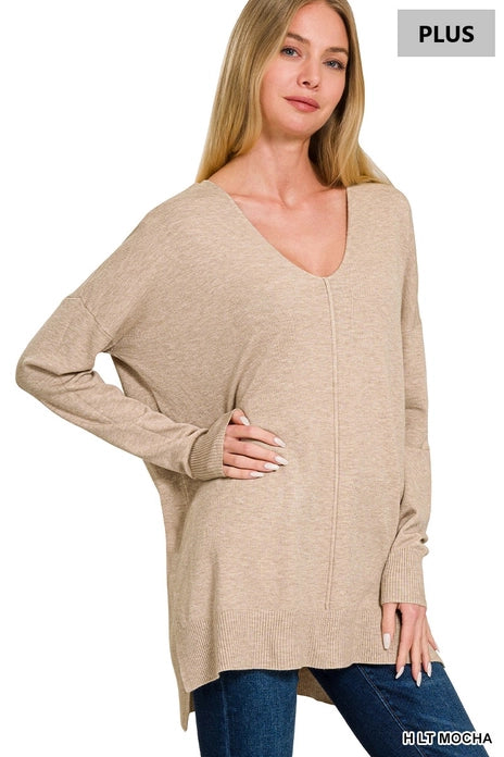 Hi Low Hem Front Seam Sweater